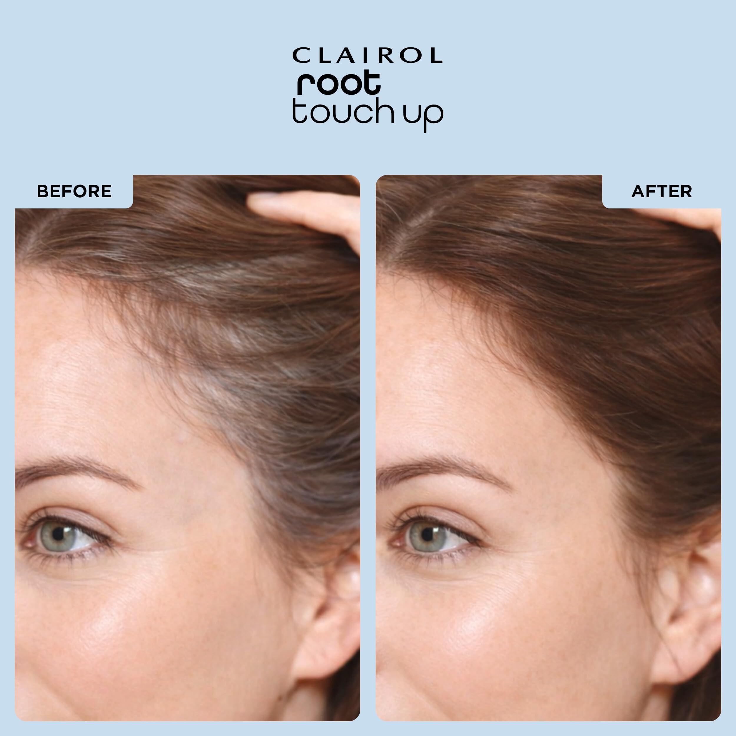 Clairol Root Touch-Up Powder fits in a purse for discreet on-the-go touch-ups.