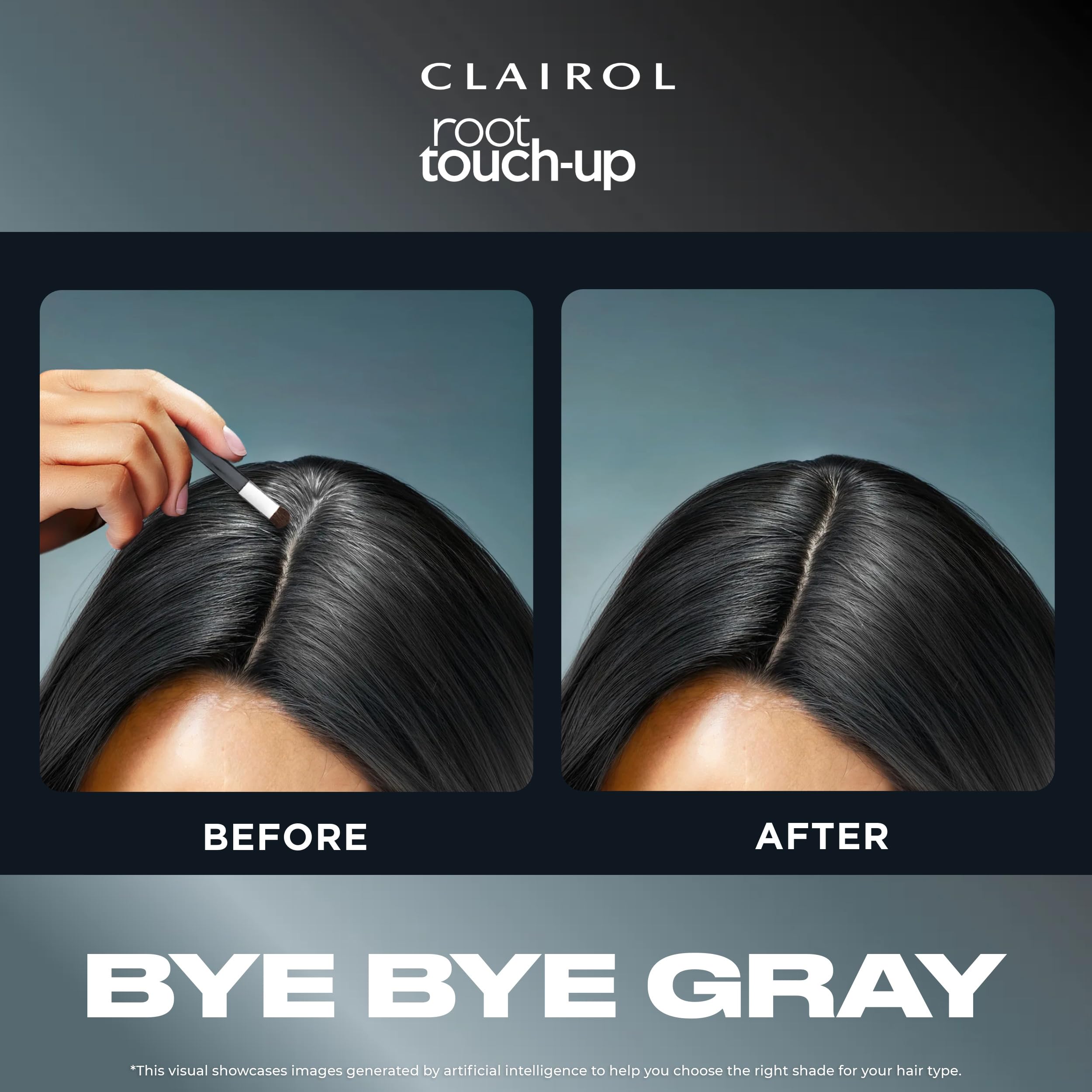 Clairol Root Touch-Up Powder covers a single gray strand.