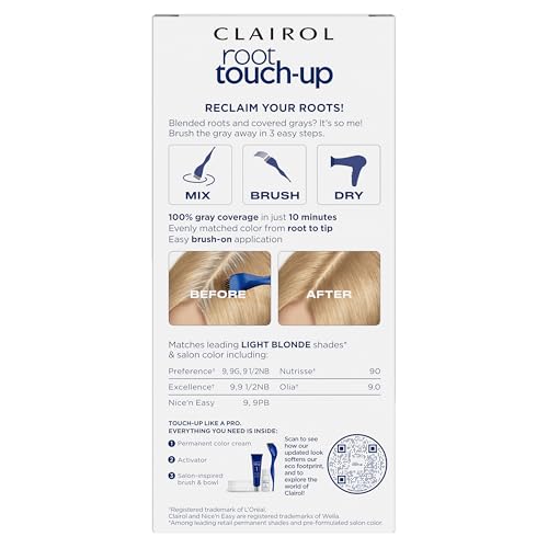 Clairol Root Touch-Up tube and bottle enable fast 10-minute gray coverage.