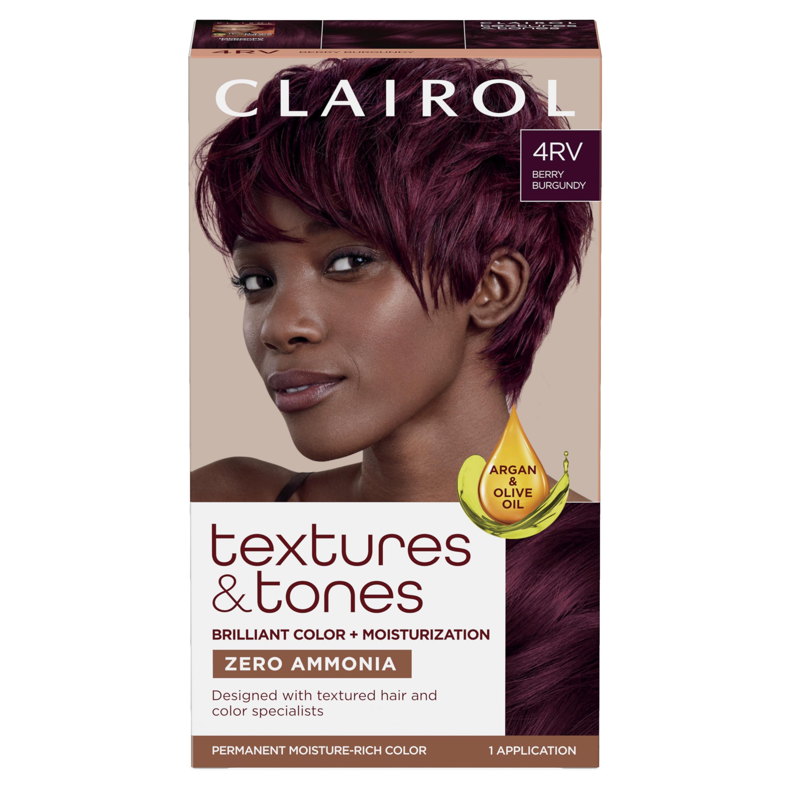 Clairol Textures & Tones Berry Burgundy bottle delivers rich color for textured hair