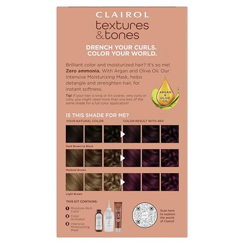 Clairol Textures & Tones Berry Burgundy swatches preview shade for curls
