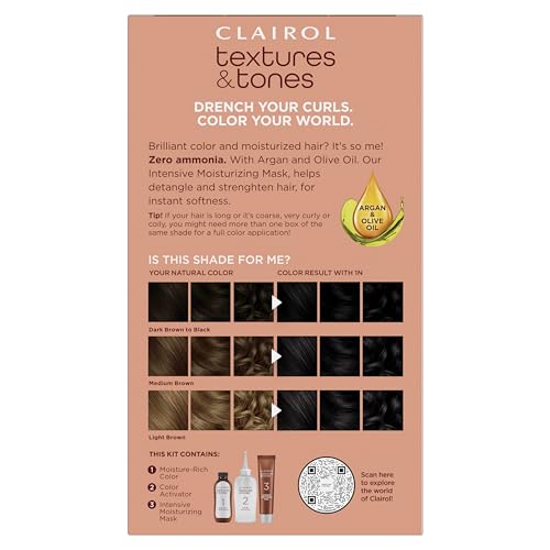 Clairol Textures & Tones Natural Black box showing shade.