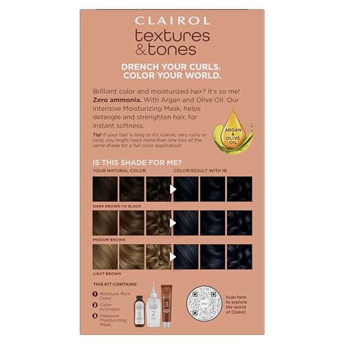 Clairol Textures & Tones zero ammonia color with argan olive oil for moisturized results