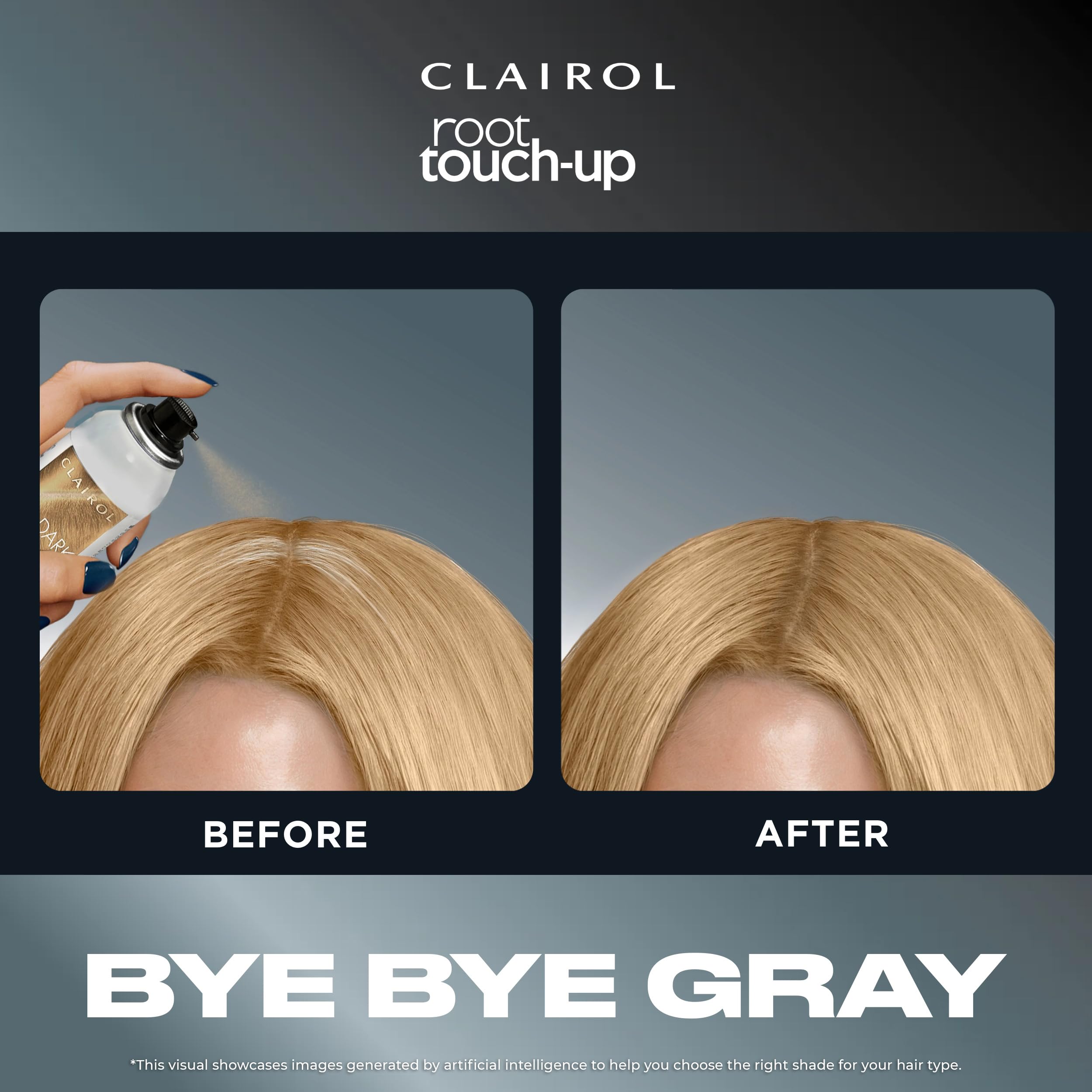 Clairol water-resistant formula spray suitable for on-the-go touch-ups.