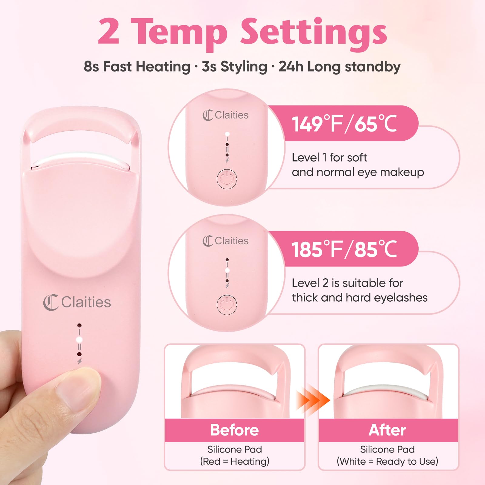 Claities curler 3D contour for root-to-tip curl