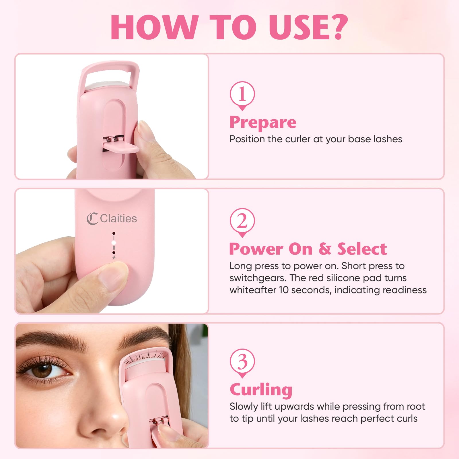 Claities curler with USB-C charging for on-the-go use
