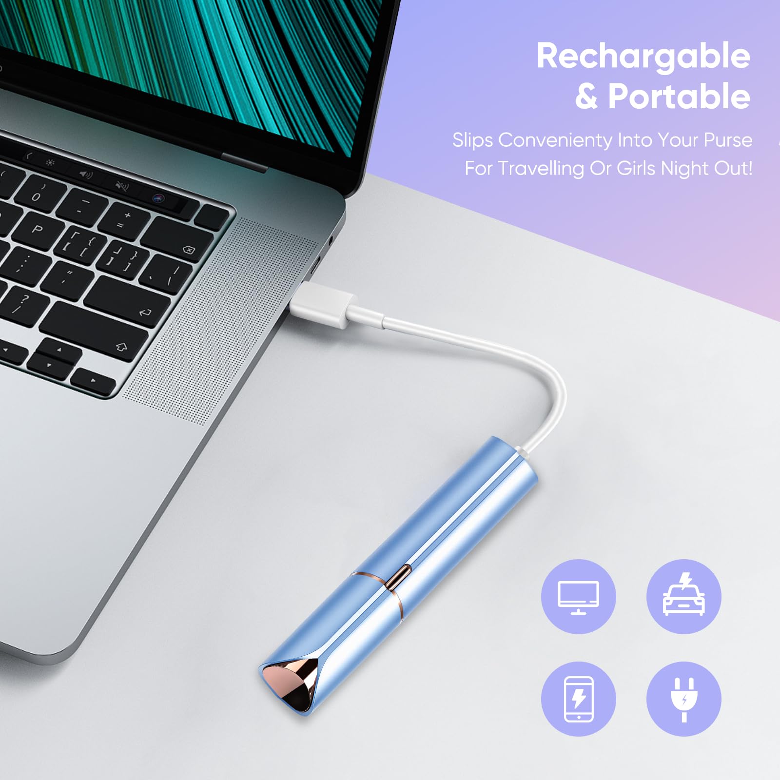 Claities pen-shaped trimmer fits in purse for quick touch-ups.
