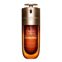 Clarins Double Serum Light Texture bottle close-up reveals bare-skin radiance potential