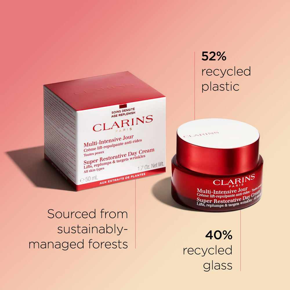 Clarins Harungana extract ingredient label highlights antioxidant and nourishing properties.