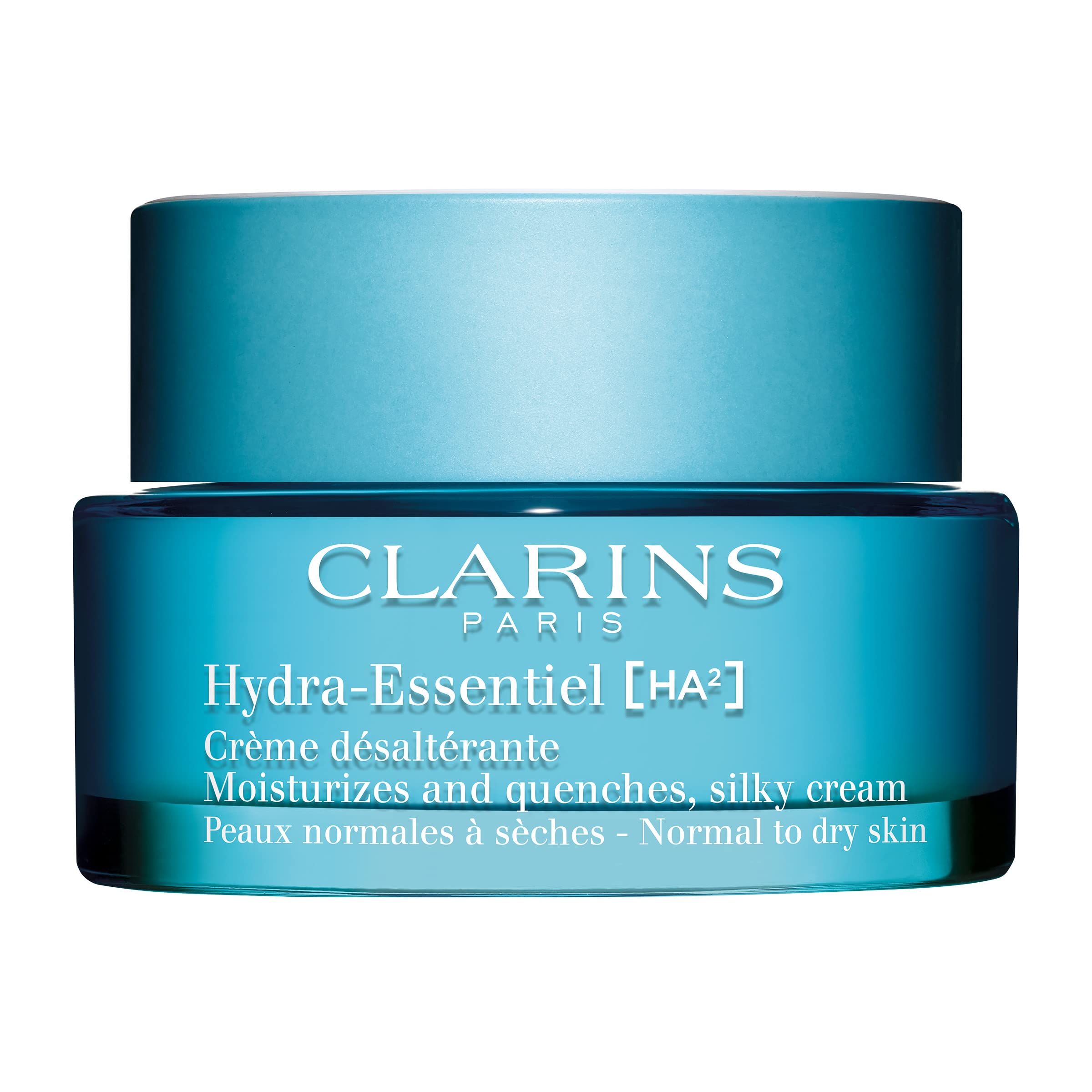 Clarins Hydra-Essentiel Silky Cream jar delivers hydration with a velvety texture.