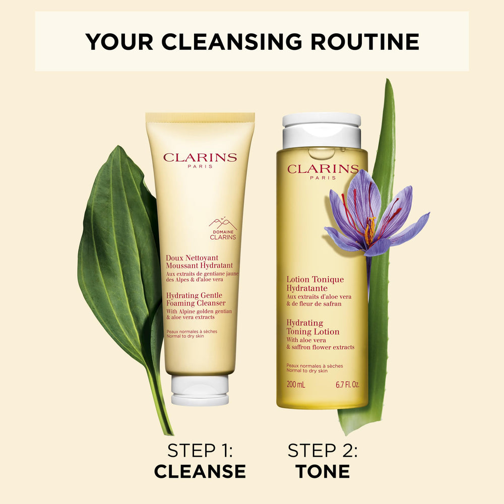 Clarins Hydrating Gentle Foaming Cleanser soap-free and SLS-free formula.