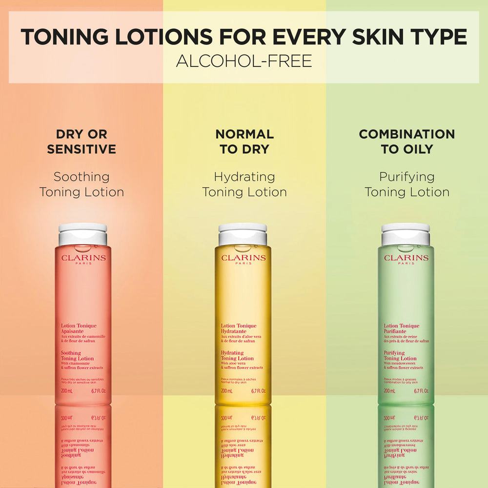 Clarins Hydrating Toning Lotion alcohol-free formula ideal for sensitive skin.