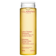 Clarins Hydrating Toning Lotion bottle offering gentle hydration for normal to dry skin.