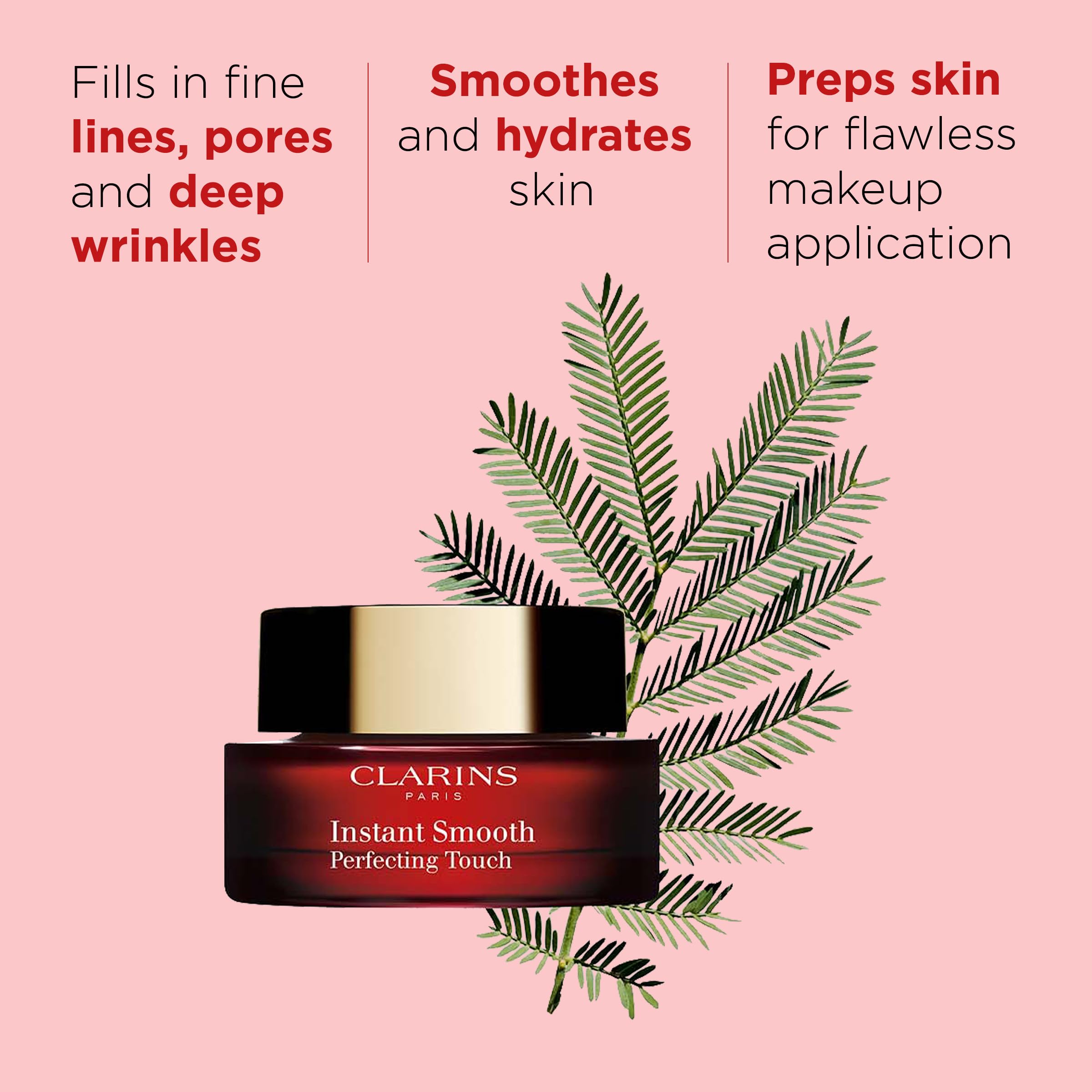 Clarins Instant Smooth Perfecting Touch primer texture close-up showing ultra-light melt