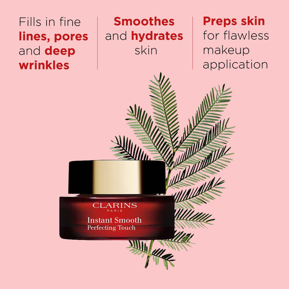 Clarins Instant Smooth Perfecting Touch primer texture close-up showing ultra-light melt