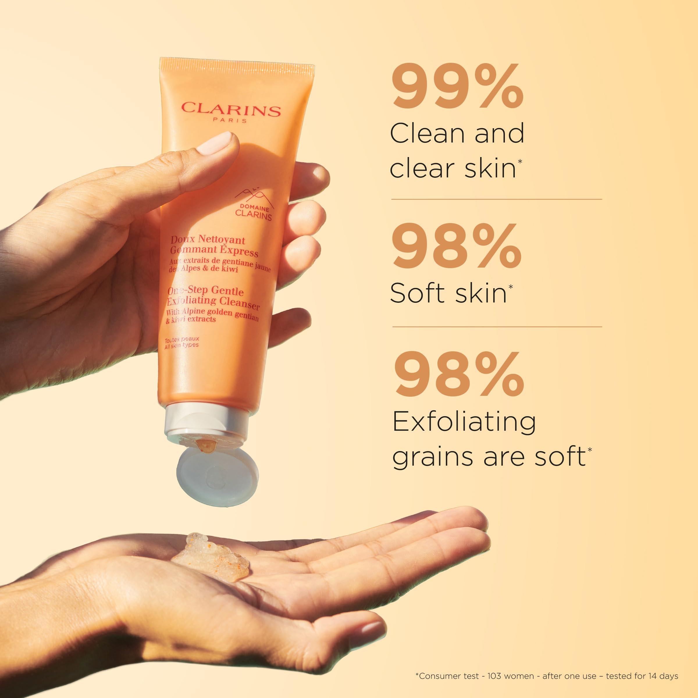 Creamy lather from Clarins One-Step Gentle Exfoliating Cleanser for daily makeup removal