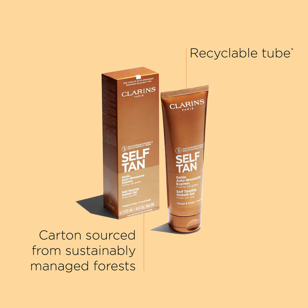 Clarins Self Tanning Tinted Gel provides a streak-free finish