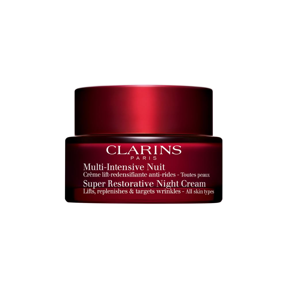Clarins Crema Nocturna Restauradora con textura cremosa para piel madura.