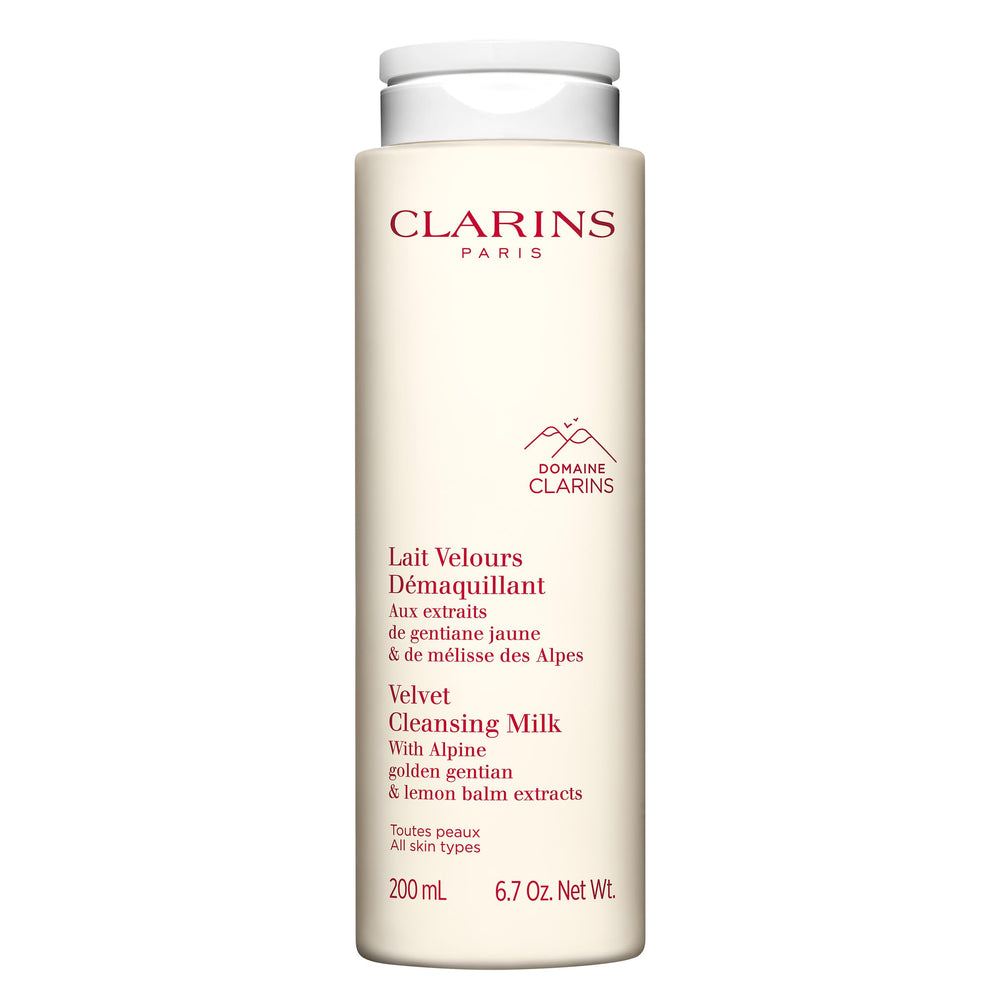 Clarins Velvet Cleansing Milk bottle for a gentle daily cleanse.