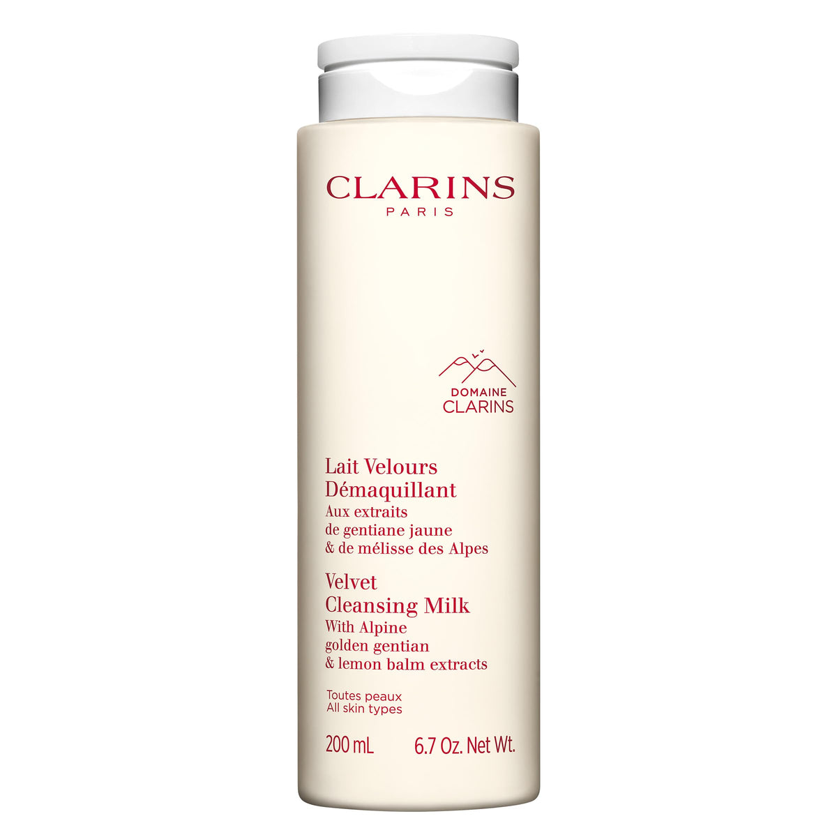 Clarins Velvet Cleansing Milk bottle for a gentle daily cleanse.