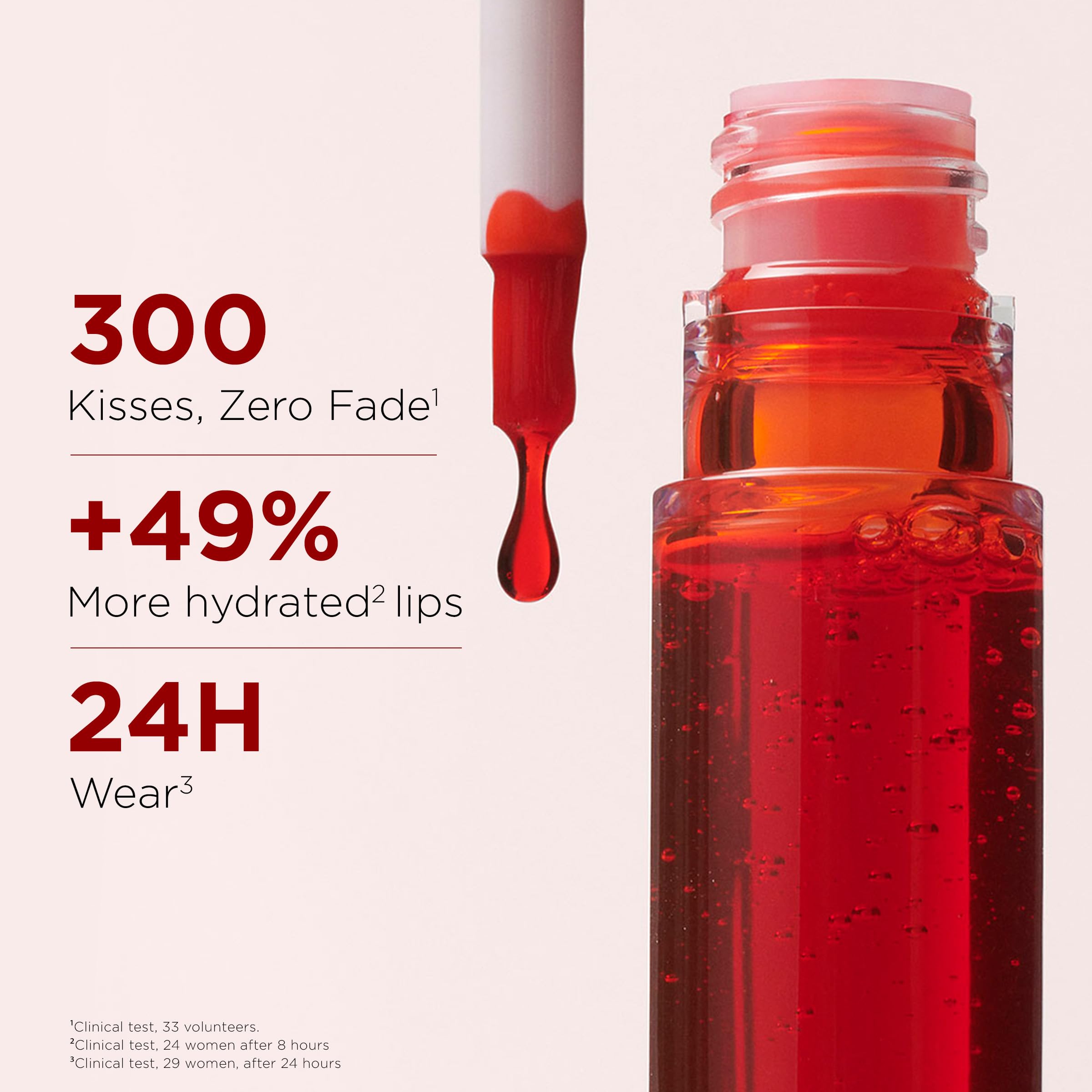 Clarins Water Lip Stain coral swatch for warm, vibrant tones.