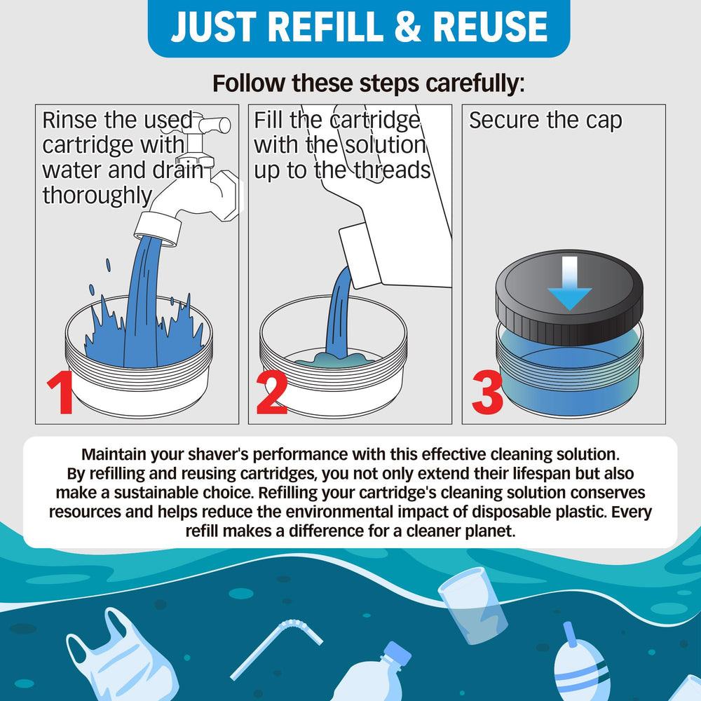 32oz refill bottle extends cleaning routine with up to six cartridges