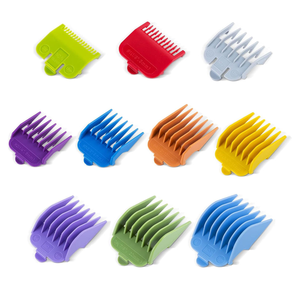 Clasura color-coded guards for Wahl and Surker clippers in a 10-pack for quick length changes