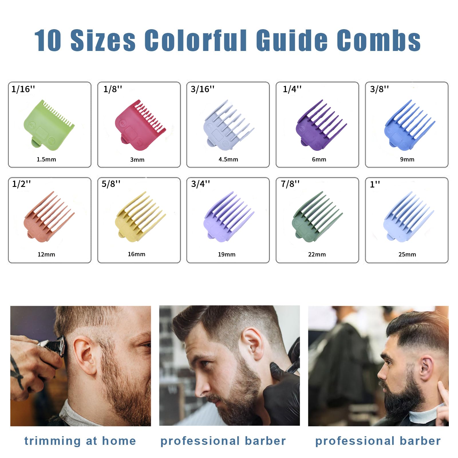 Clasura universal-fit guards on Wahl and Surker blades for versatile trims