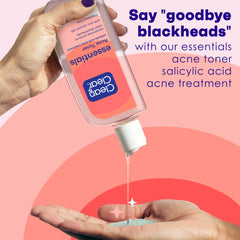 Clean & Clear Essentials bottle pour demonstrates easy, daily pore cleansing.