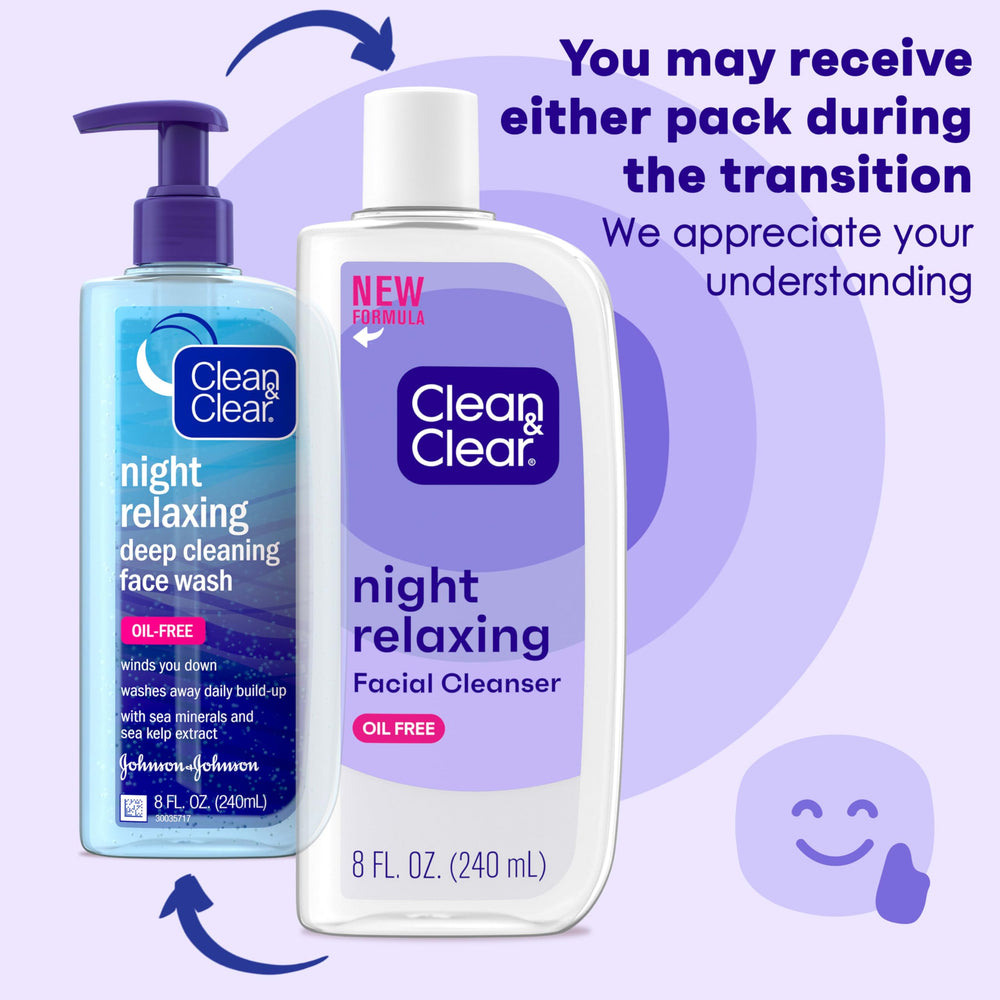 Ingredient panel of Clean & Clear Night Relaxing Deep Cleaning Face Wash featuring deep sea minerals.