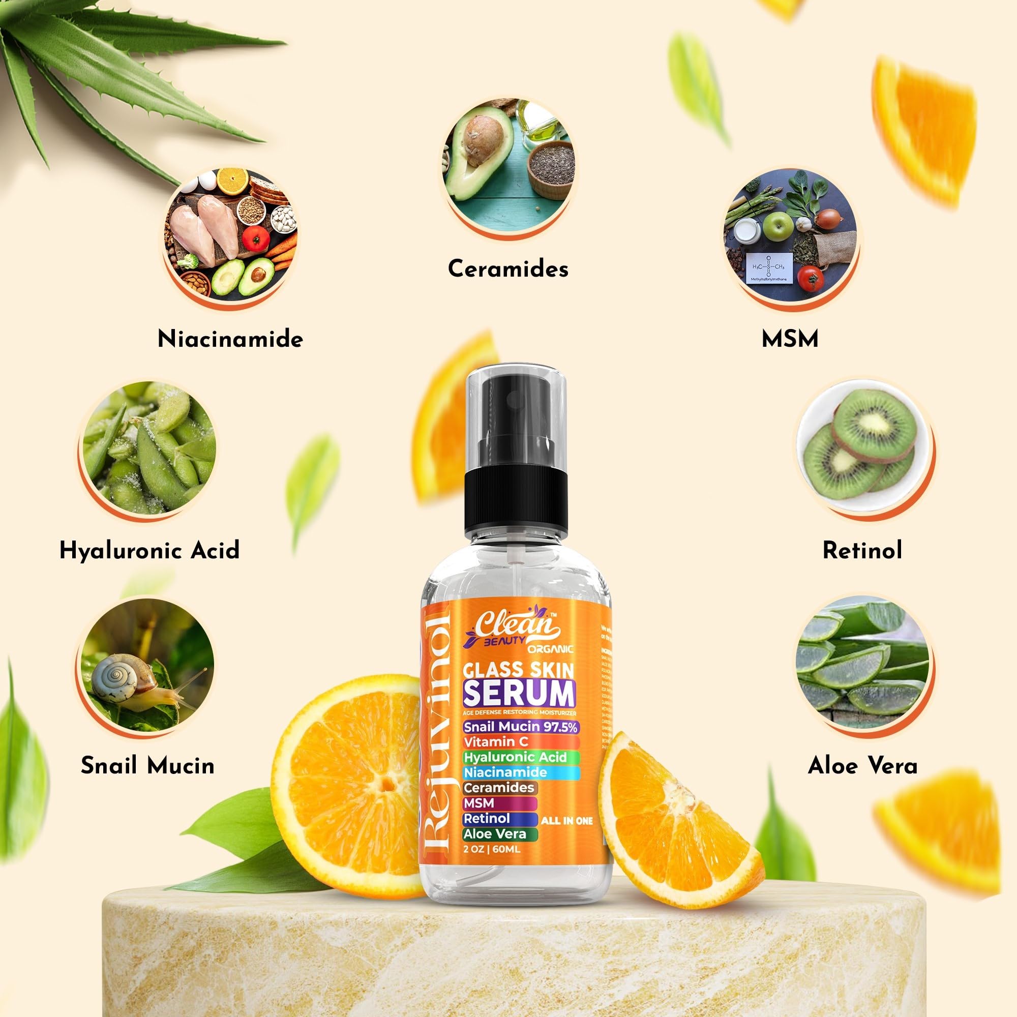 Suero Clean Beauty Retinol, frasco para uso nocturno.