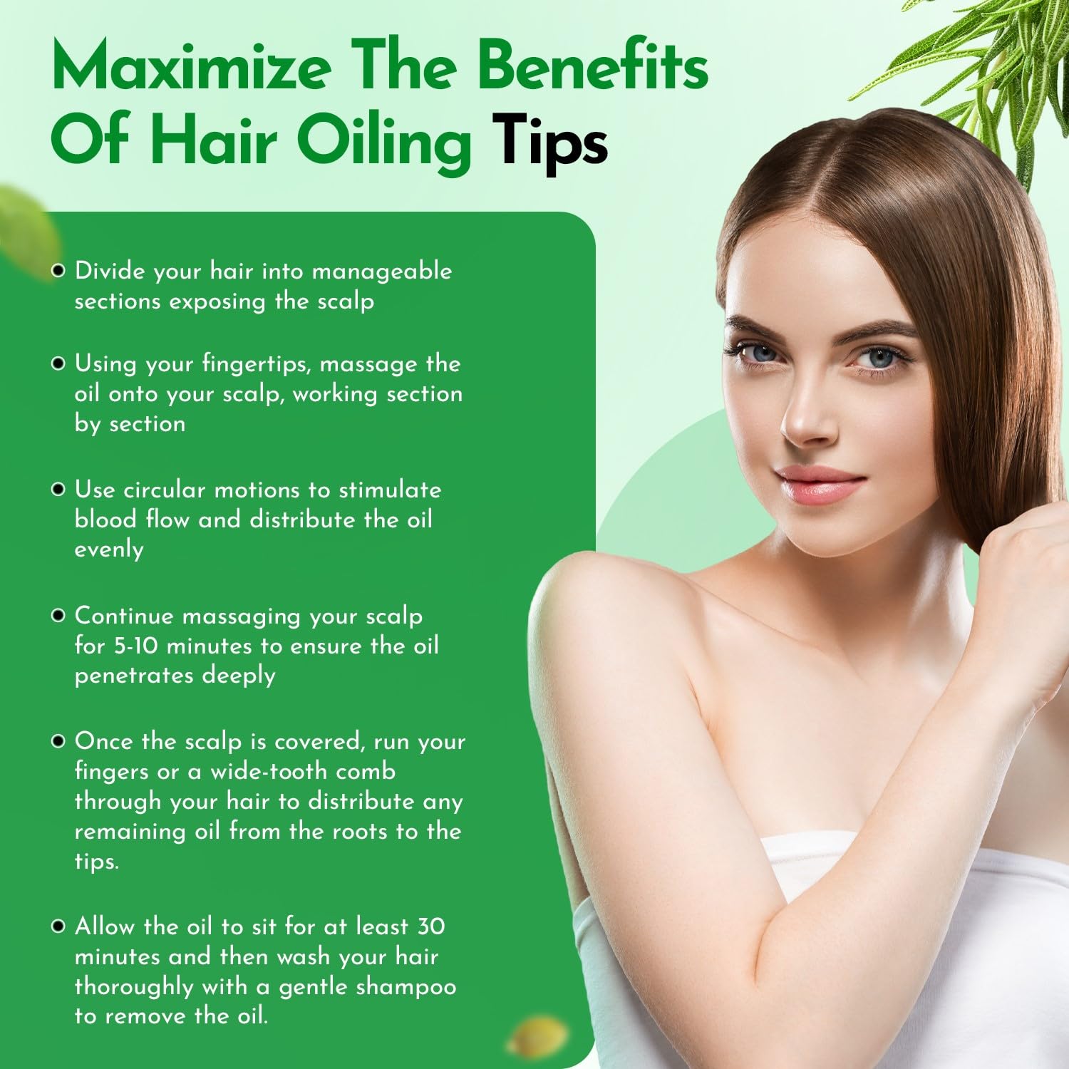 Clean Beauty Rosemary Hair Oil hands applying shows lightweight moisture.