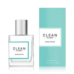 CLEAN CLASSIC Warm Cotton bottle side shot highlighting minimalist packaging.