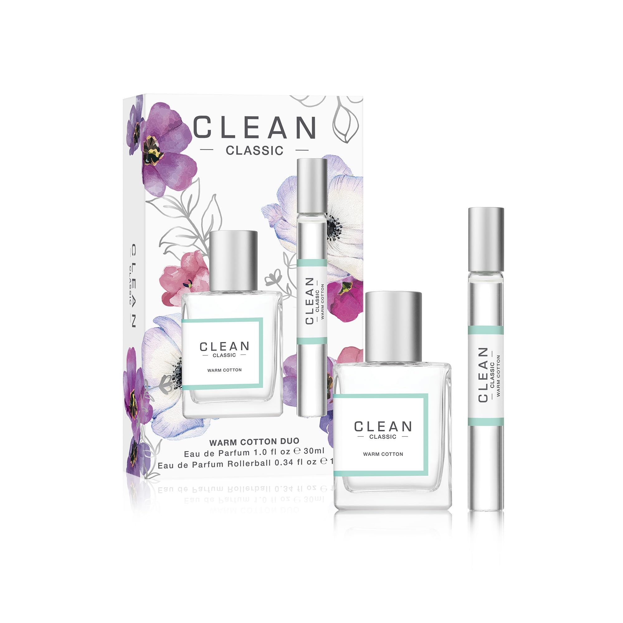 CLEAN CLASSIC Warm Cotton duo travel sizes fit busy schedules and routines.