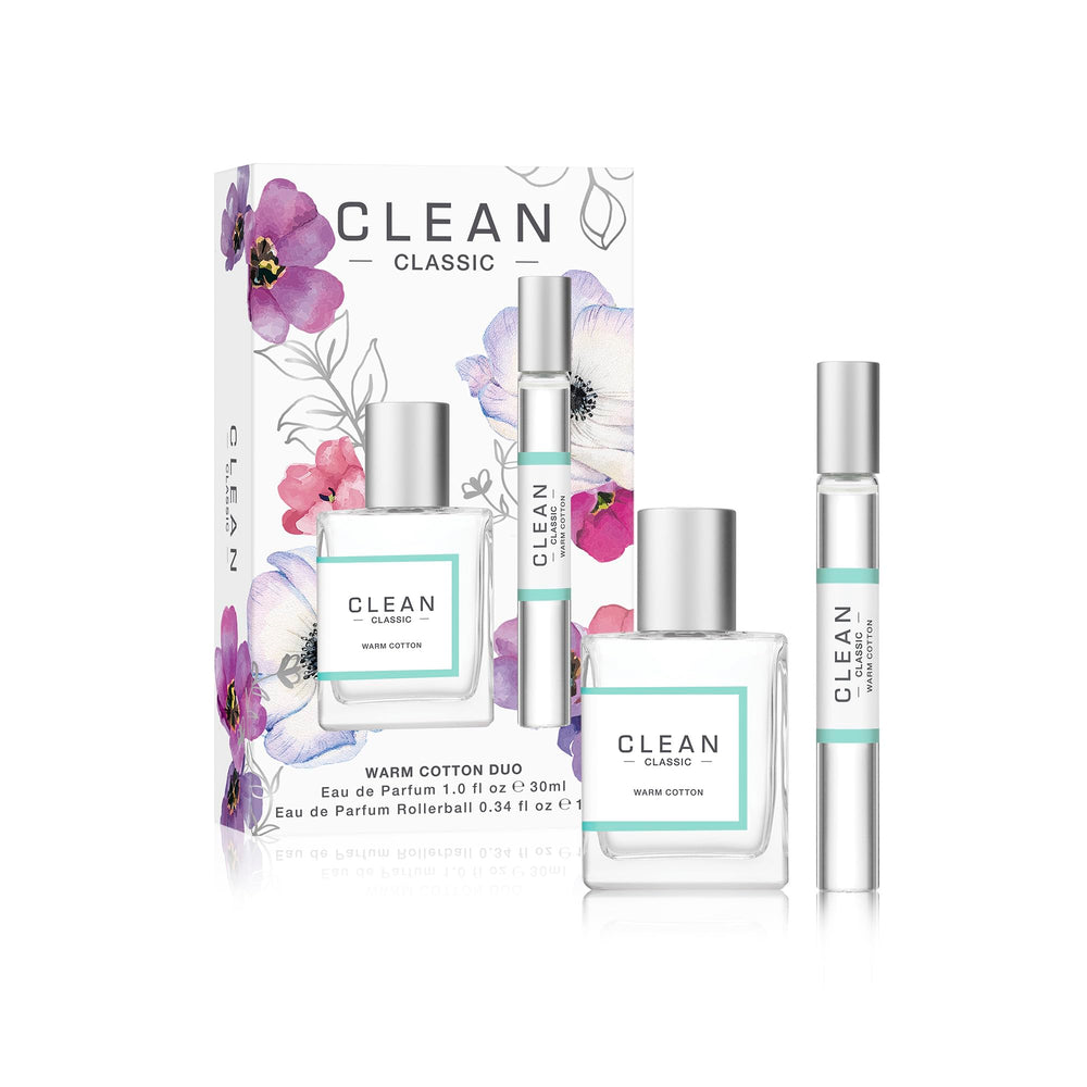 CLEAN CLASSIC Warm Cotton duo travel sizes fit busy schedules and routines.