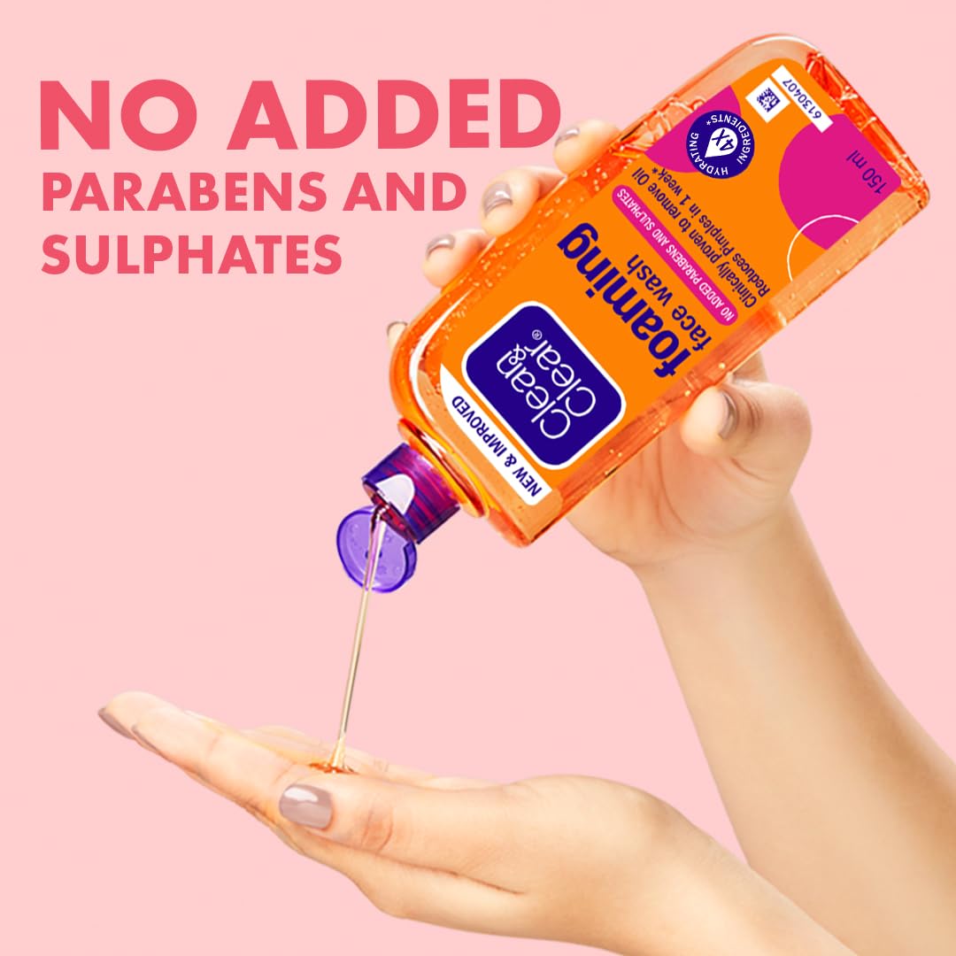 Clean & Clear Foaming Face Wash featured in blemish-prone skincare routine.