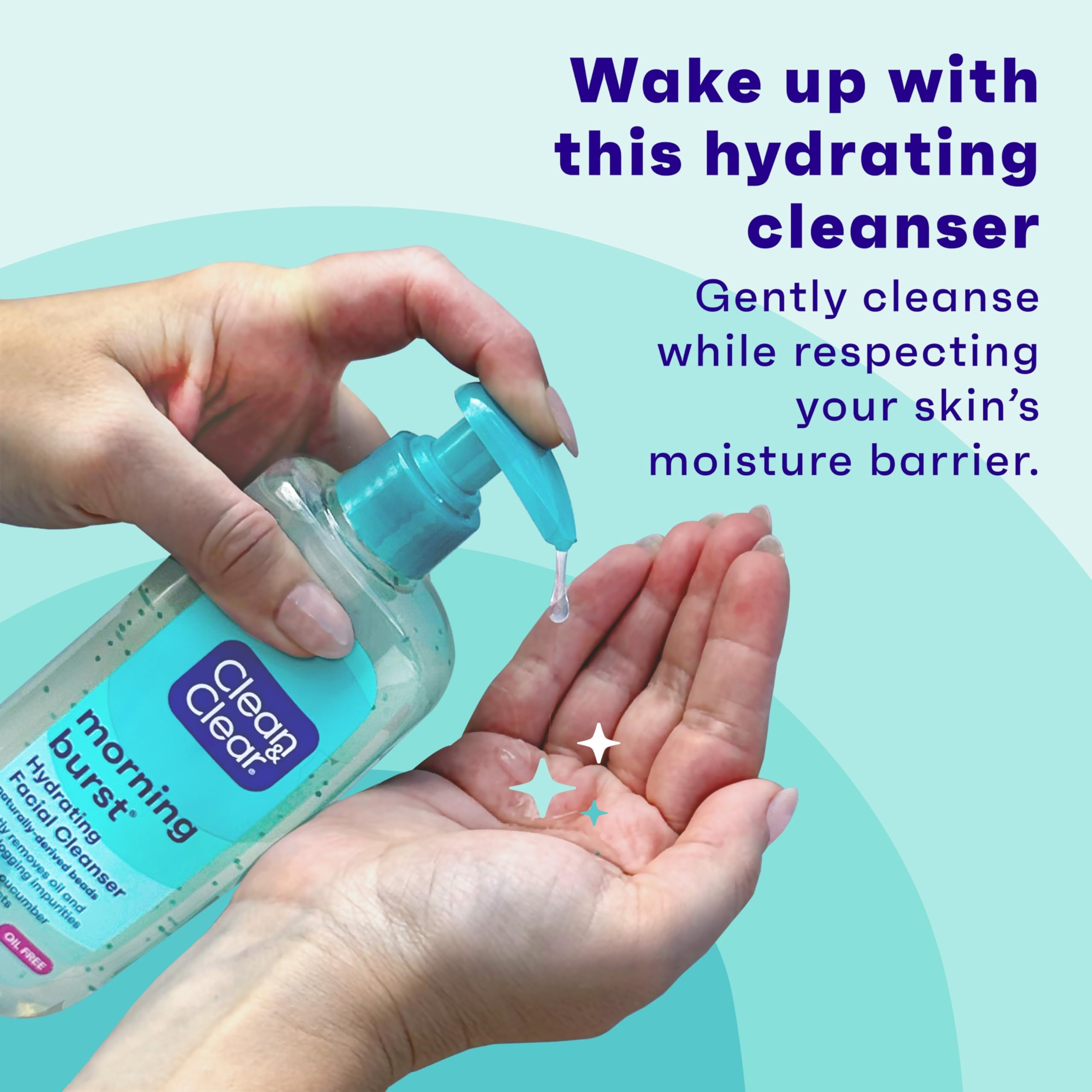 A rich foaming lather demonstrates how the Morning Burst cleanser cleanses daily.