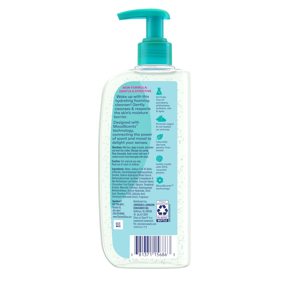 Eco-friendly packaging using recycled plastic for Clean & Clear Morning Burst bottle.