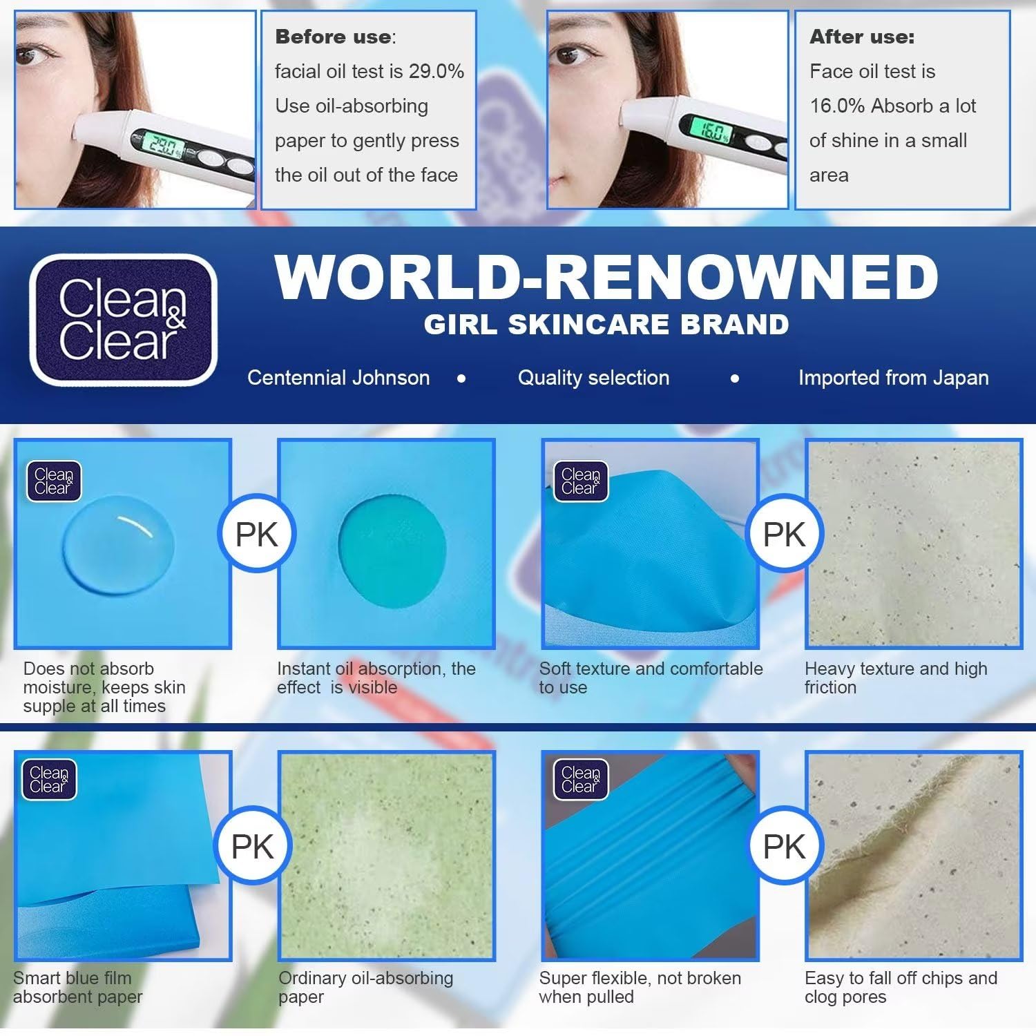 Close-up of the dispenser and a sheet for quick touch-ups by Clean & Clear.