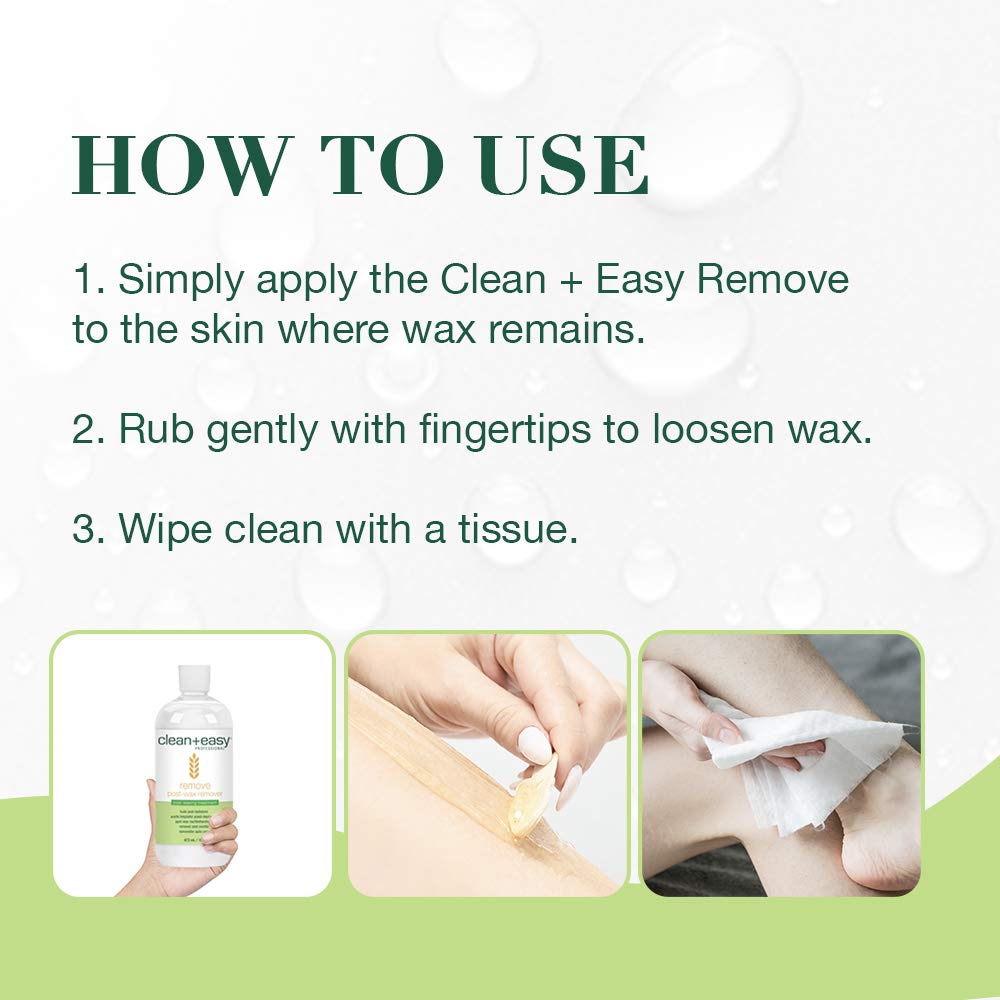 16-ounce bottle of Clean + Easy After Wax Remover for home or salon use