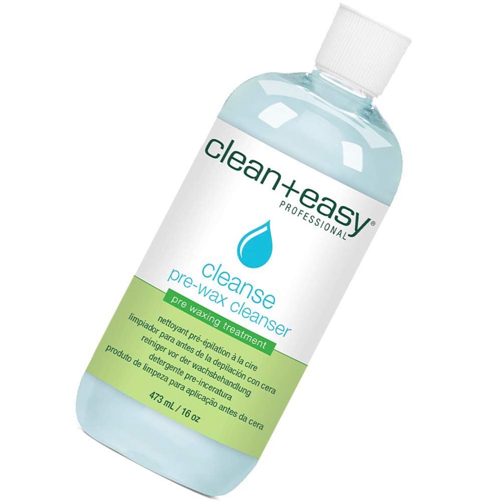 Clean + Easy Cleanse pre-wax cleanser bottle ready for oil-free skin prep before waxing