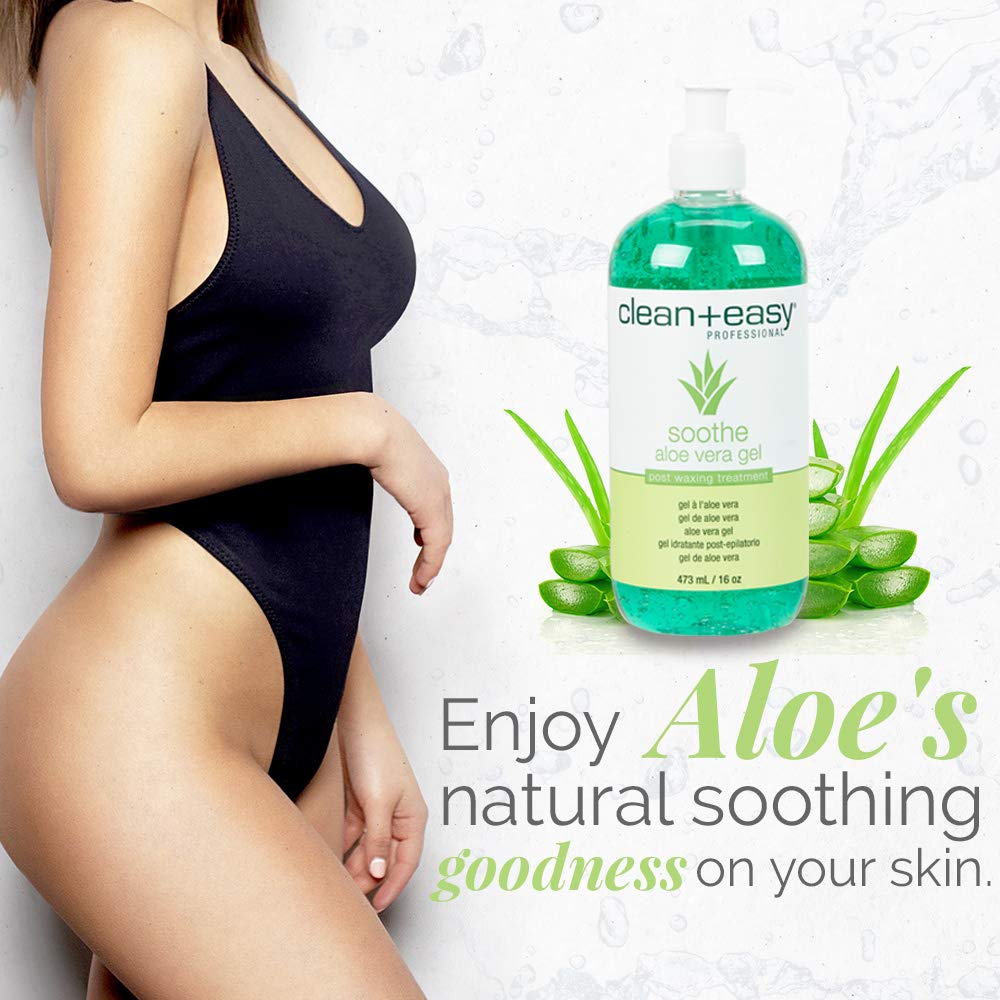 Clean + Easy aplicación suave de aloe vera para depilación, comodidad inmediata.
