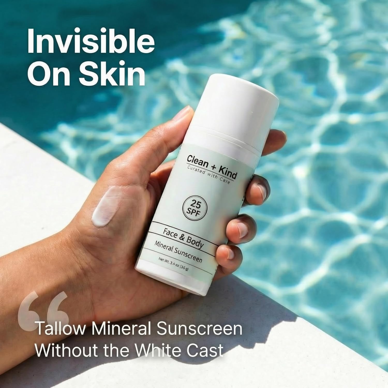 Clean + Kind Tallow Sunscreen raspberry infusion close-up suggesting nourishing benefits