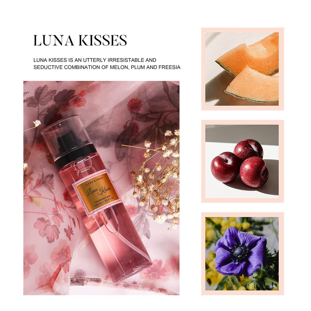 Clean-n-Fresh Luna Kisses bottle with playful, confident fragrance.