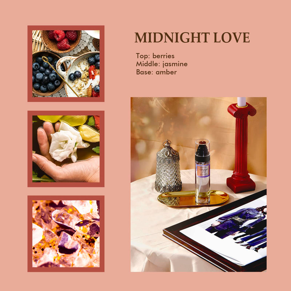 Clean-n-Fresh Midnight Love bottle reveals a seductive berry-jasmine-amber profile for evenings.