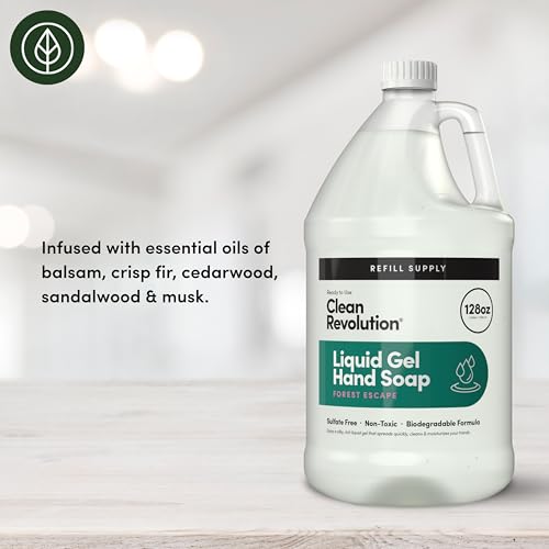 Clean Revolution Botella 128 oz Forest Escape: gran formato para rellenar y reducir residuos