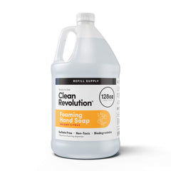 Clean Revolution Dreamy Citrus foam refill bottle shows 128oz size for easy refills