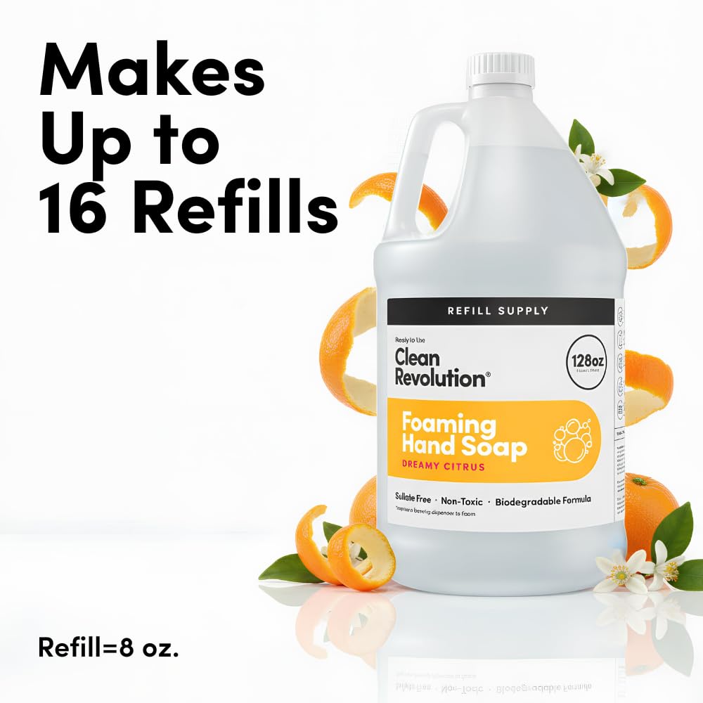 Refill dispenser ready with Dreamy Citrus 128oz supply