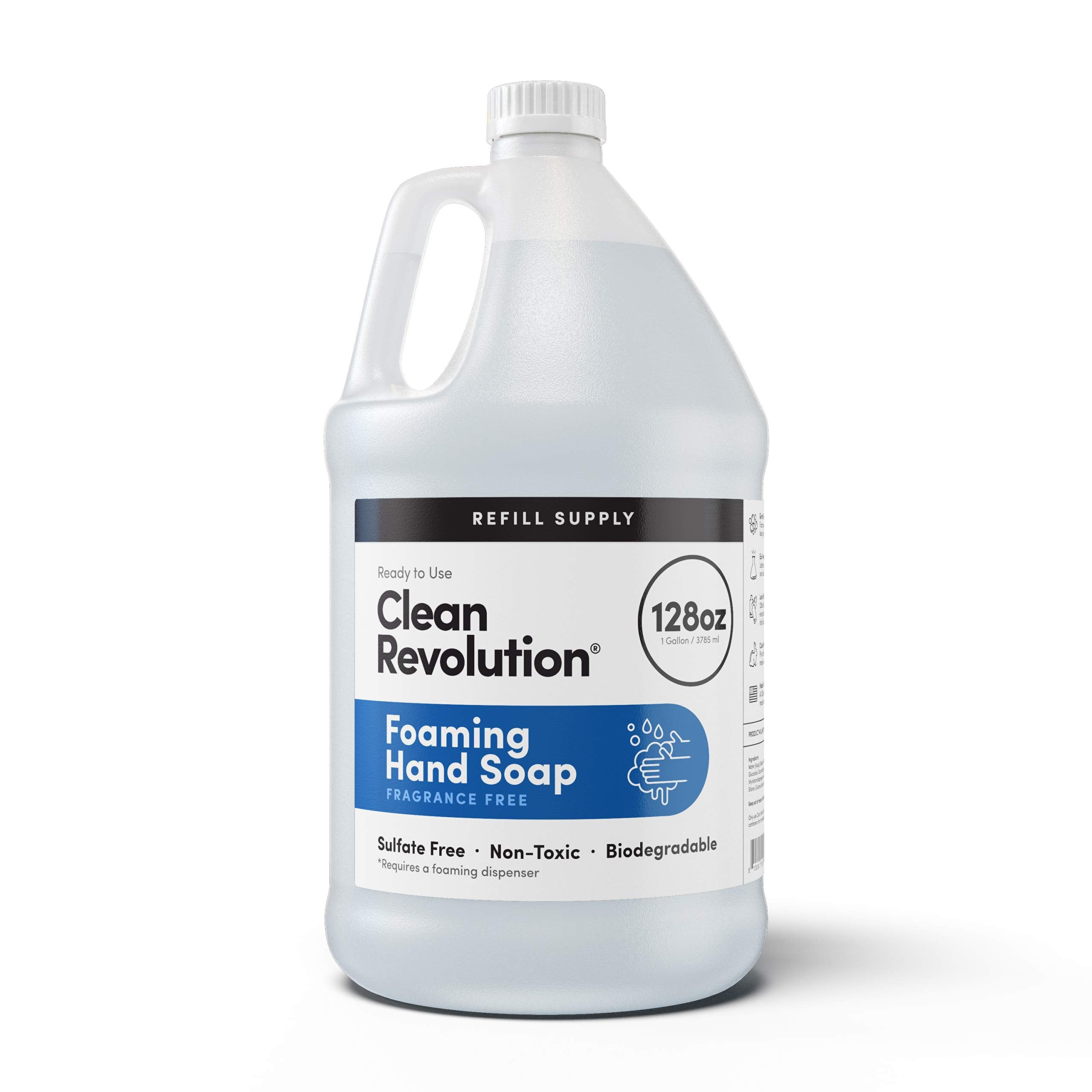 Clean Revolution refill bottle front view for eco-friendly hand soap refills.