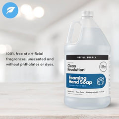 Clean Revolution soap refill with gluten-free labeling for sensitive users.
